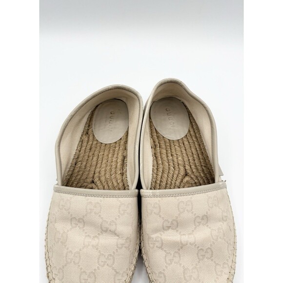Gucci Off White/Cream GG Canvas and Leather Slip On Espadrille Flats EU 37.5 - Picture 6 of 9
